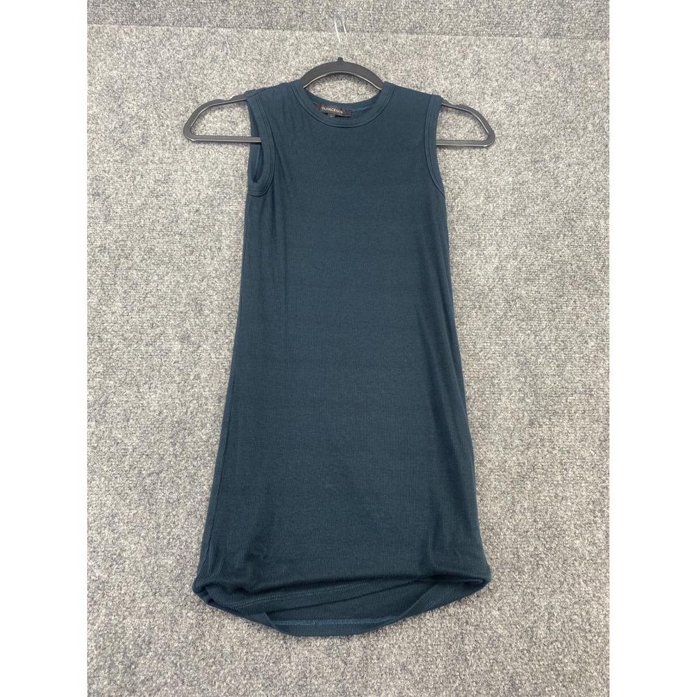 Olivaceous Ribbed Knit Sleeveless Dress Womens Small Teal Blue Bodycon Mini